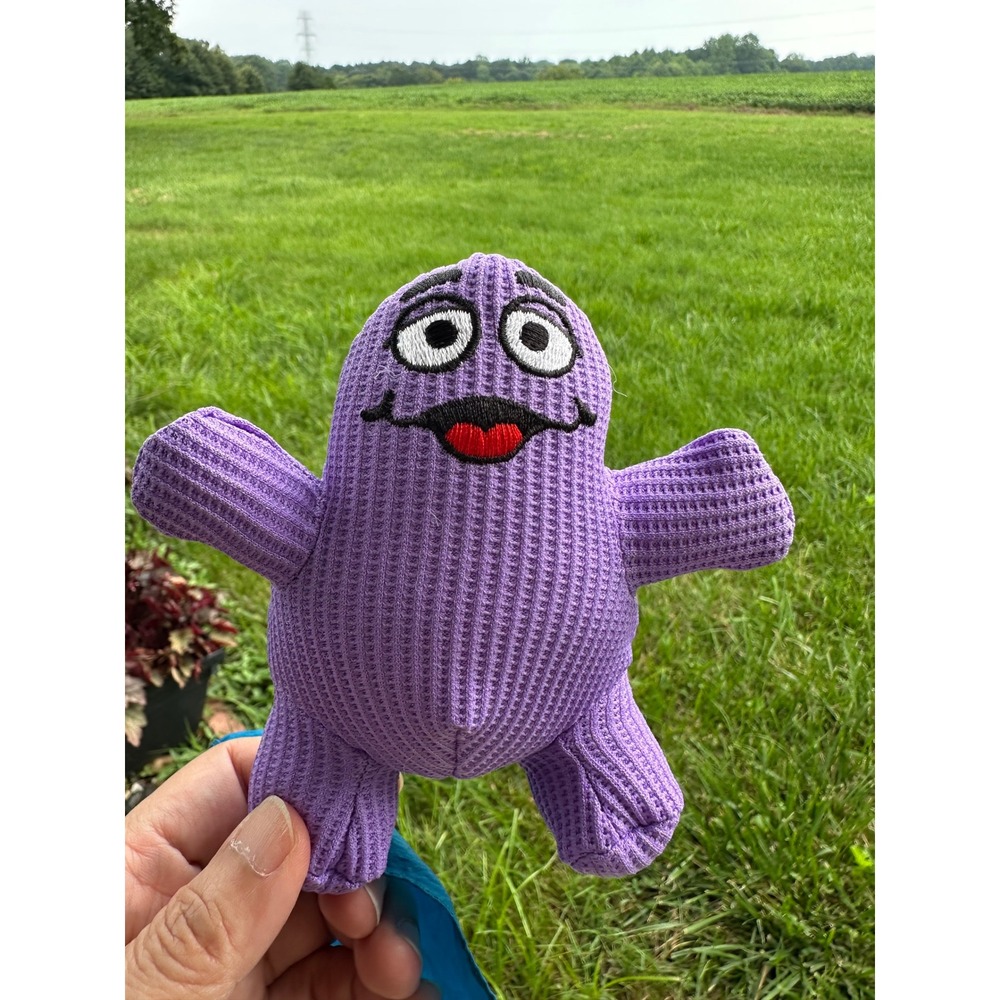 Vintage2000 McDonald Grimace Plush Fisher-Price Waffle Knit Purple Toy with Cape - Picture 5 of 6